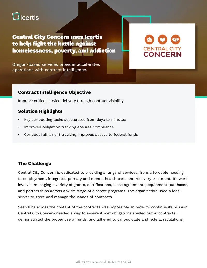 Contract Intelligence Implementation at Central City Concern