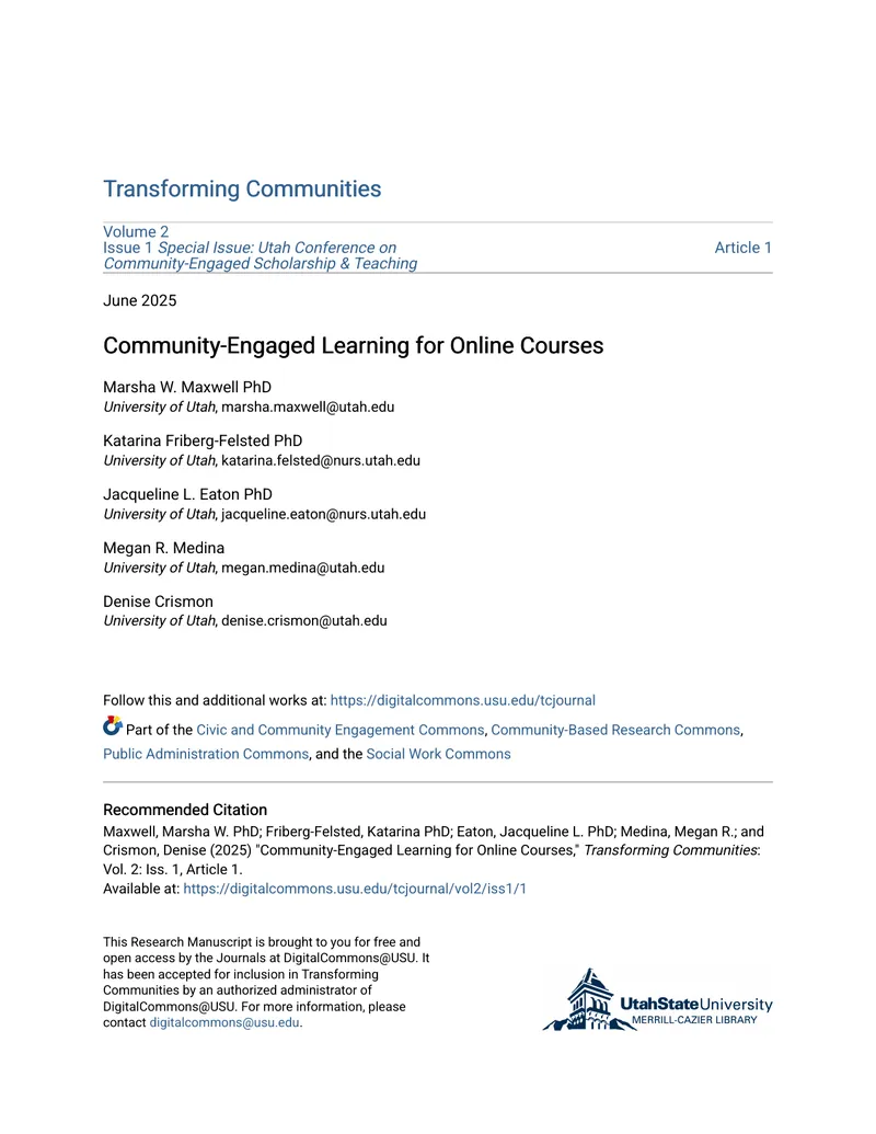 Community-Engaged Learning for Online Courses