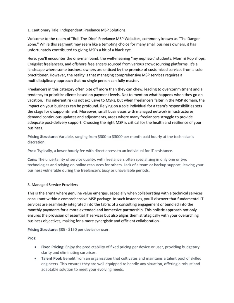 Challenges of Freelance MSP Solutions