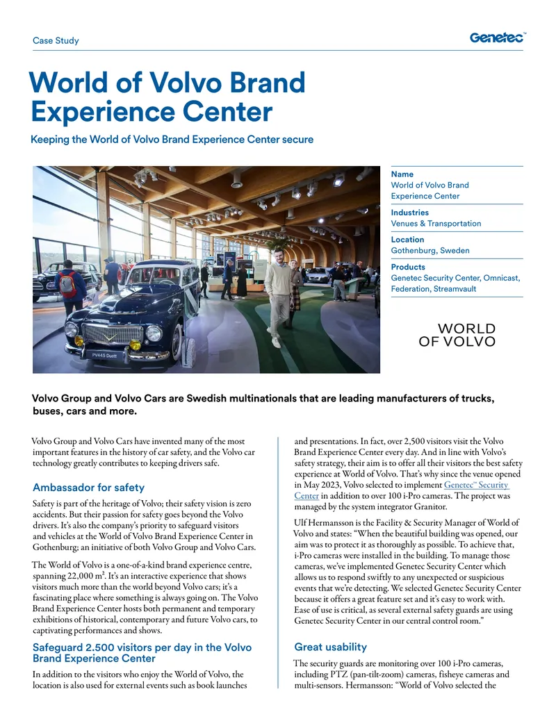 Security Implementation at World of Volvo Experience Center