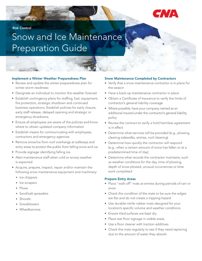 Winter Weather Preparedness Plan Implementation Guide