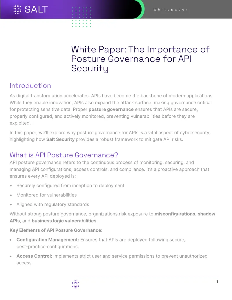 The Importance of Posture Governance for API Security