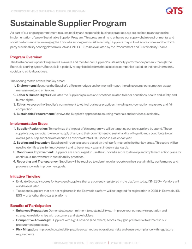 Sustainable Supplier Program Implementation Guide