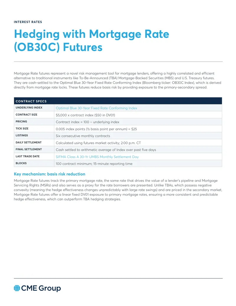 Mortgage Rate Futures Hedging Strategies