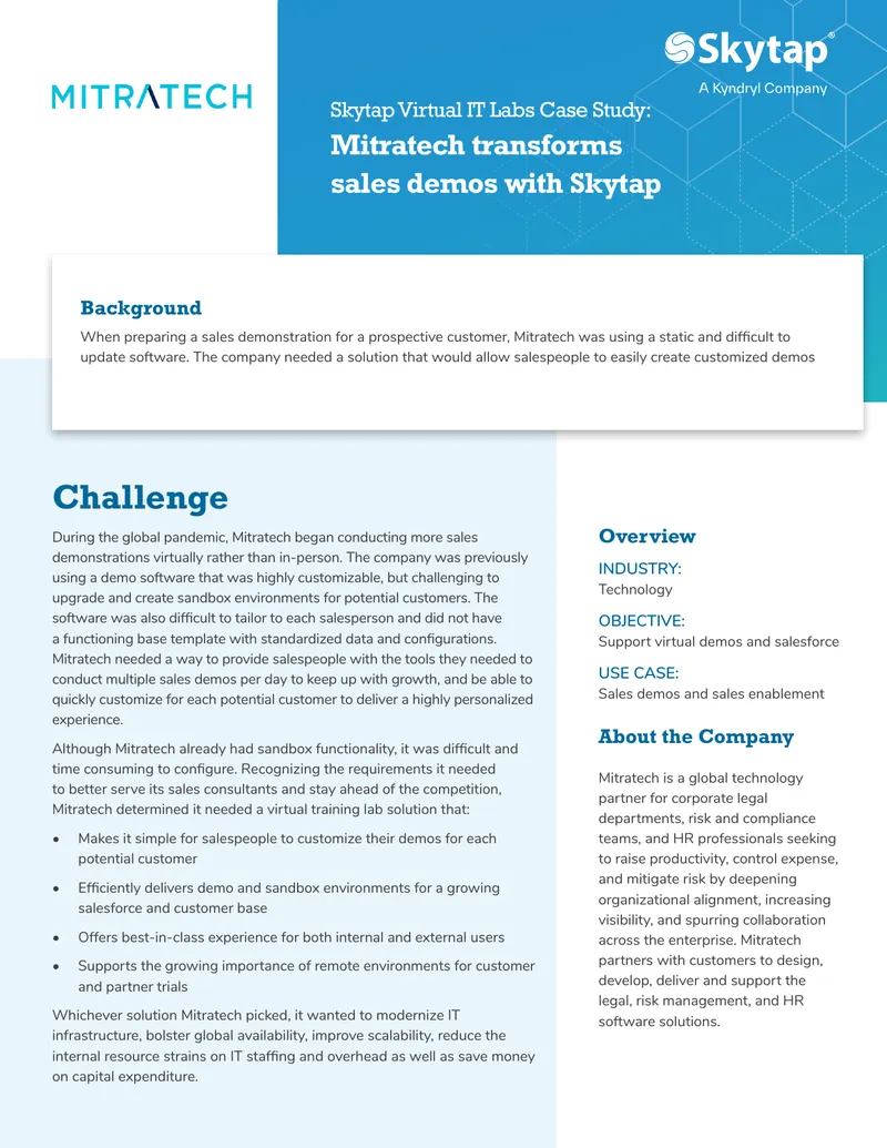 Mitratech Sales Demos Transformation with Skytap