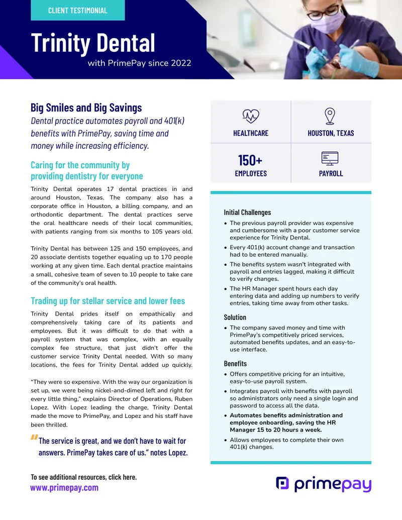 Trinity Dental Payroll and Benefits Automation Case Study