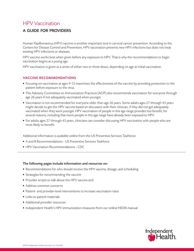 HPV Vaccination Guide for Providers