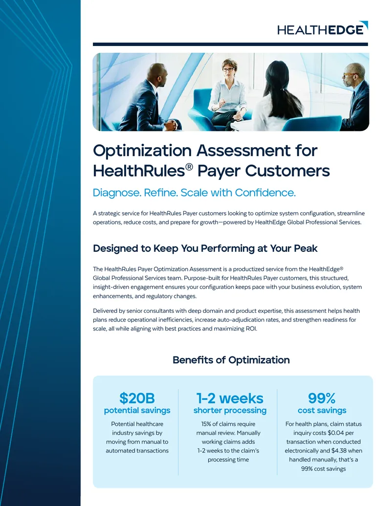 HealthRules Payer Optimization Assessment Overview