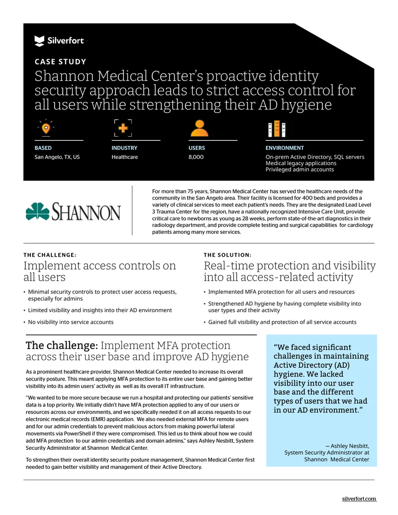 Shannon Medical Center Identity Security Case Study