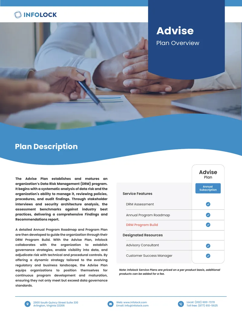 Data Risk Management Program Advise Plan