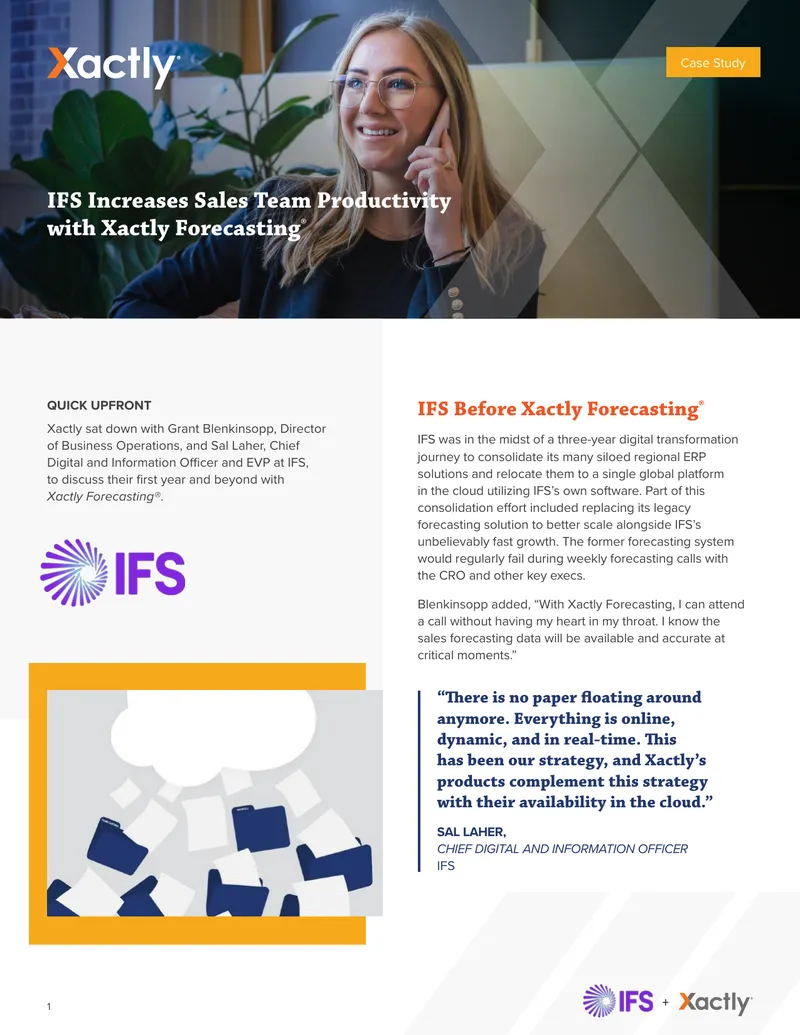 IFS Sales Team Productivity Improvement with Xactly Forecasting