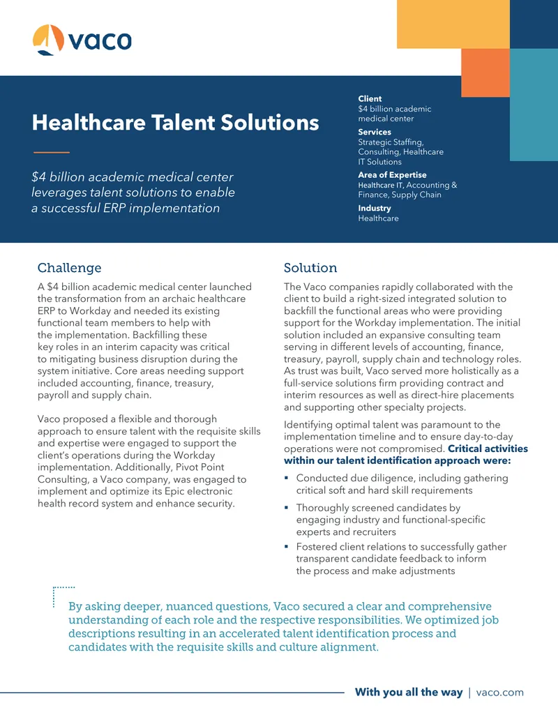 Talent Solutions for ERP Implementation in Healthcare