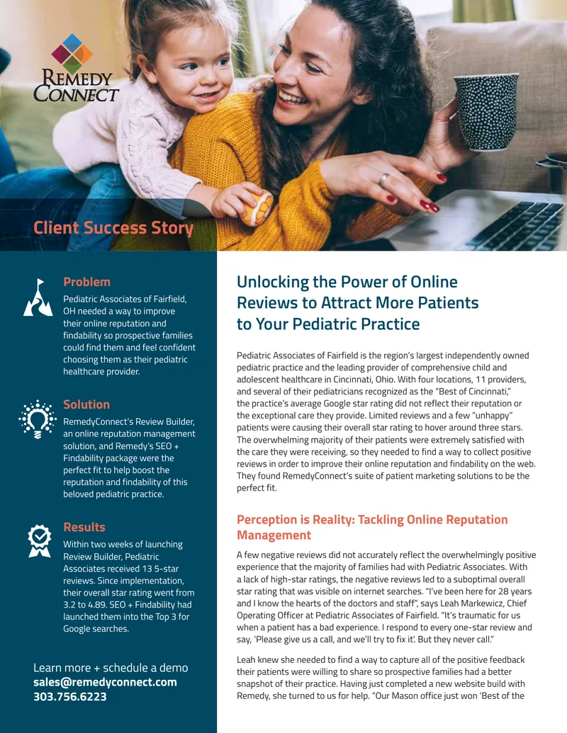 Improving Online Reputation for Pediatric Practice