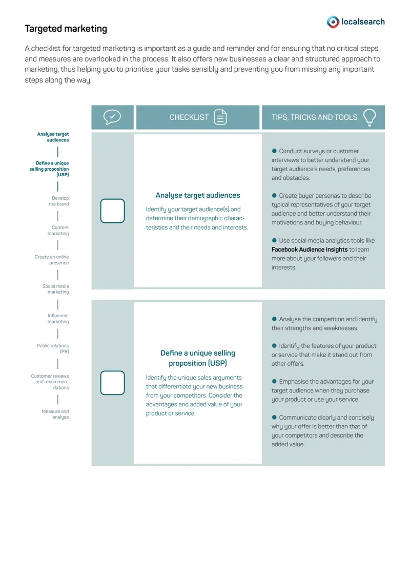 Checklist for Targeted Marketing Strategies