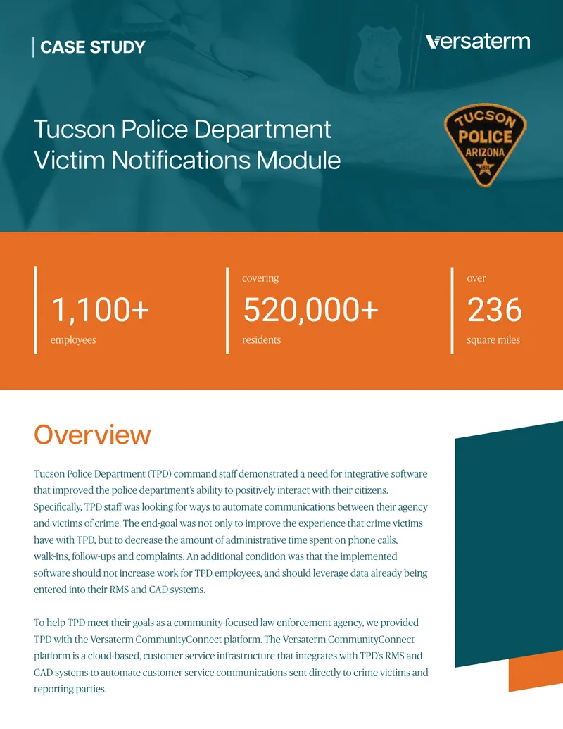 Tucson Police Department Victim Notifications Case Study