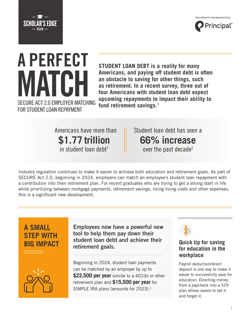 SECURE Act 2.0 Employer Matching for Student Loan Repayment