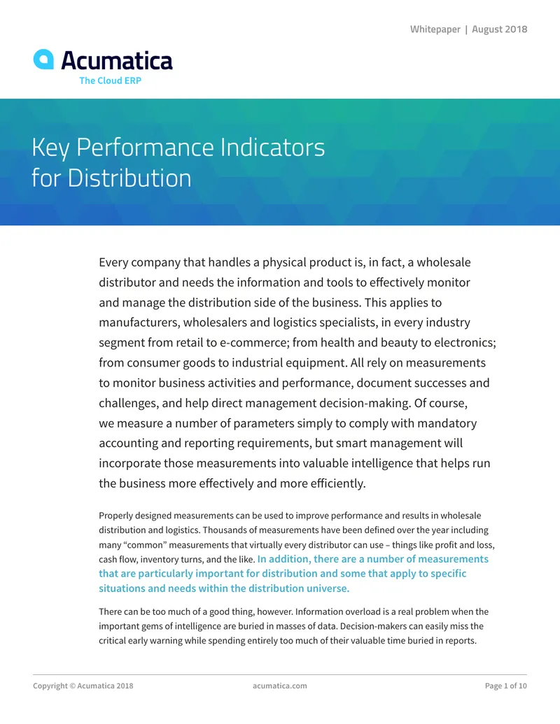 Key Performance Indicators for Distribution