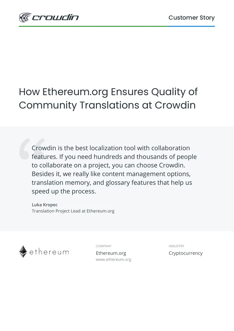 Ethereum.org Community Translation Management with Crowdin