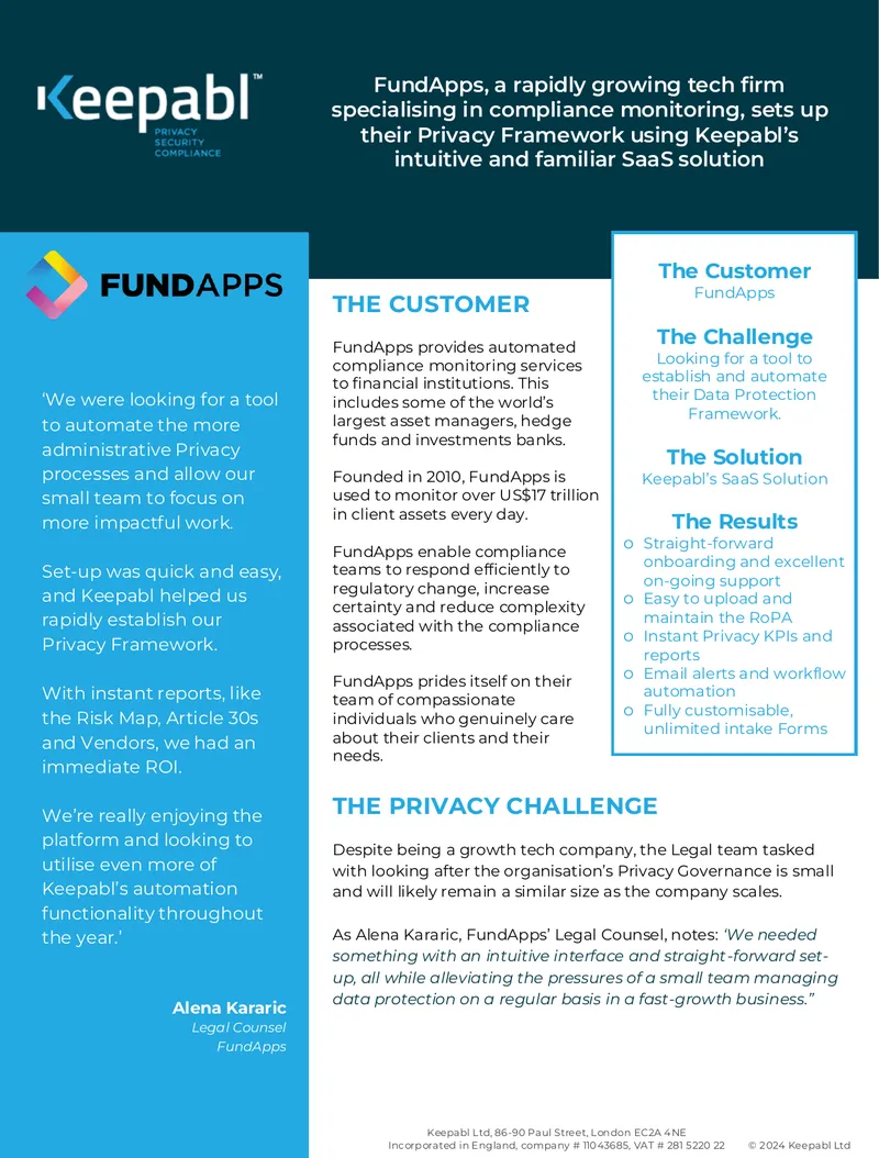 FundApps Privacy Framework Implementation Guide