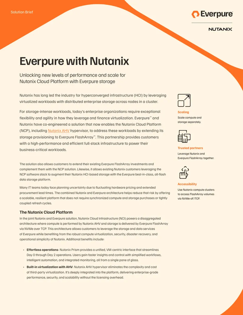 Nutanix Cloud Platform Integration with Everpure Storage