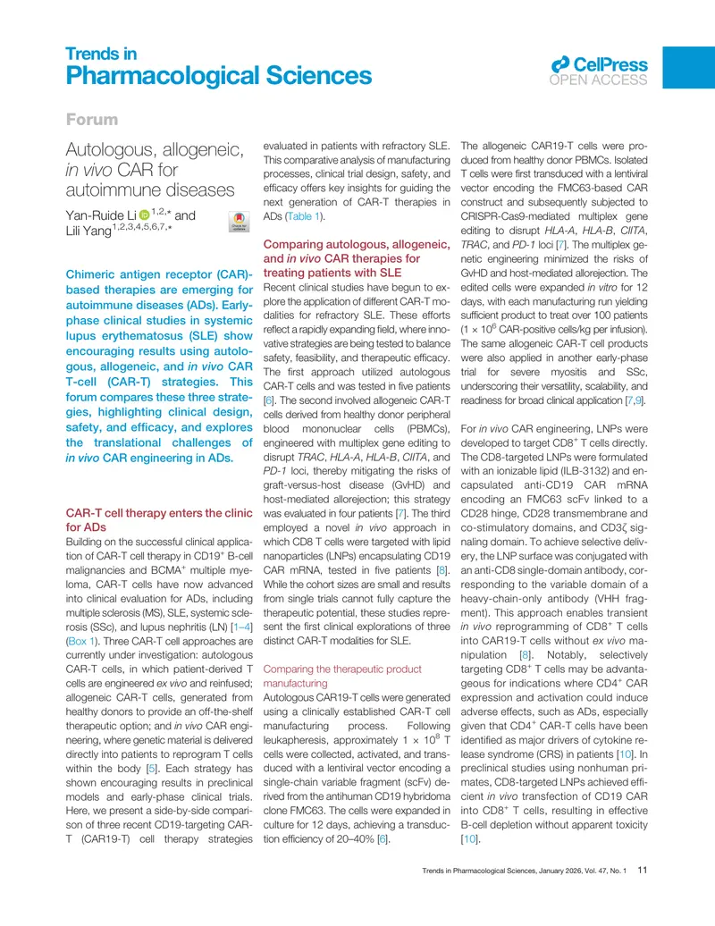 Comparative Analysis of CAR-T Cell Therapies for Autoimmune Diseases