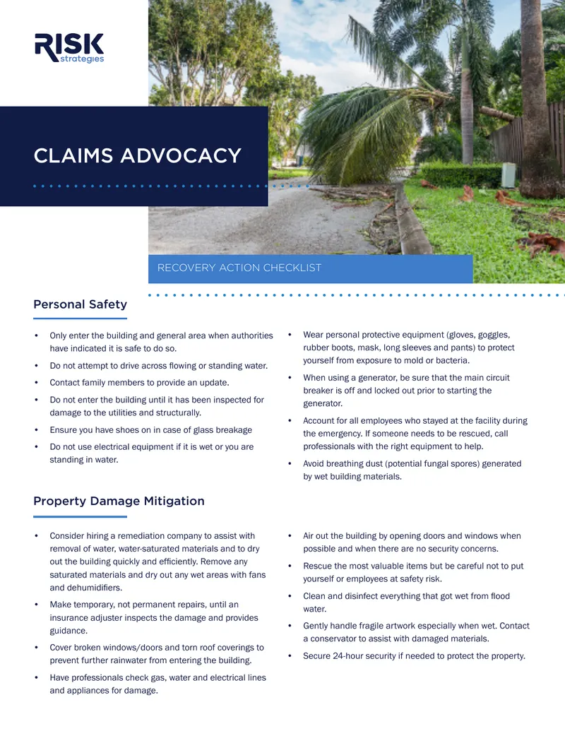 Personal Safety and Recovery Action Checklist
