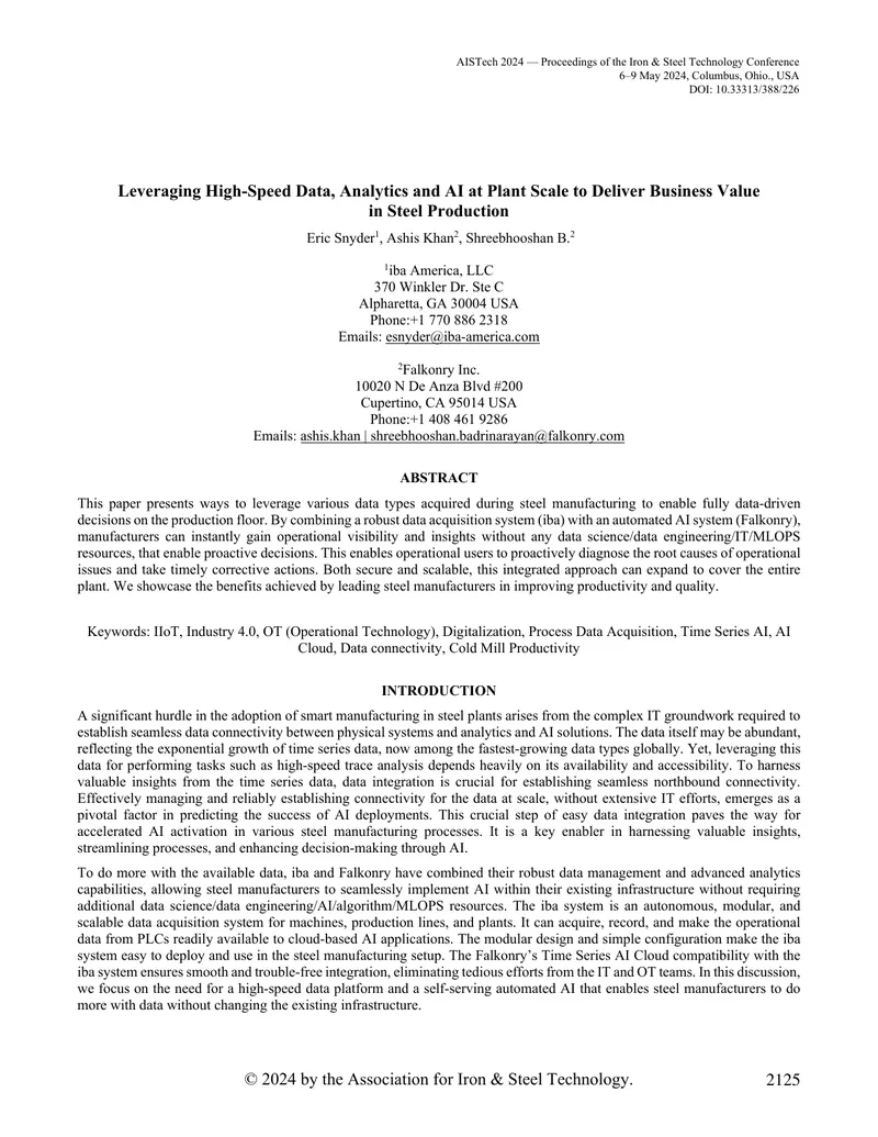 Leveraging Data and AI for Steel Production Efficiency