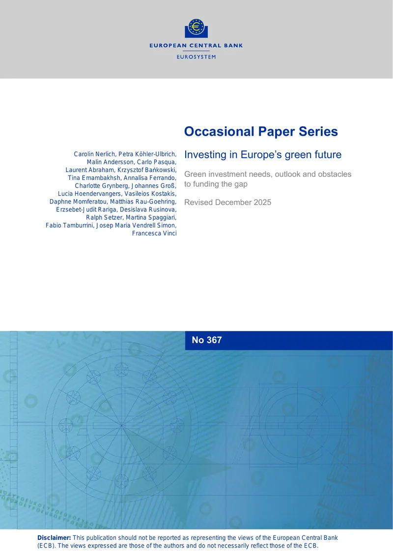 Green Investment Needs and Financing in Europe
