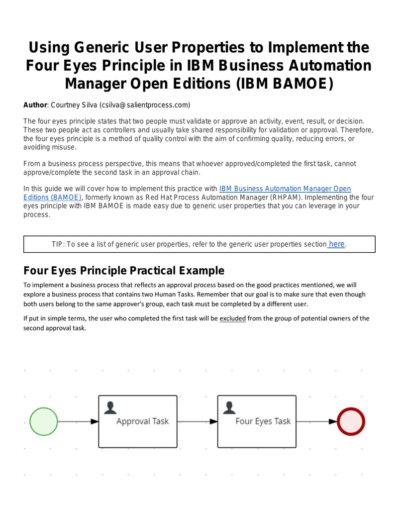 Implementing Four Eyes Principle in IBM BAMOE