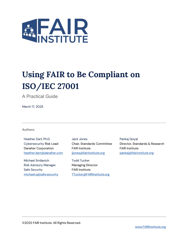 Using FAIR to Accelerate Adoption of ISO/IEC 27001