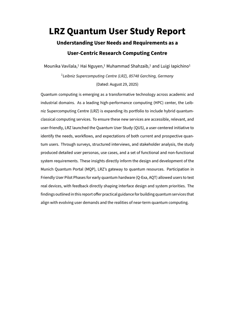 LRZ Quantum User Study Report preview page 1