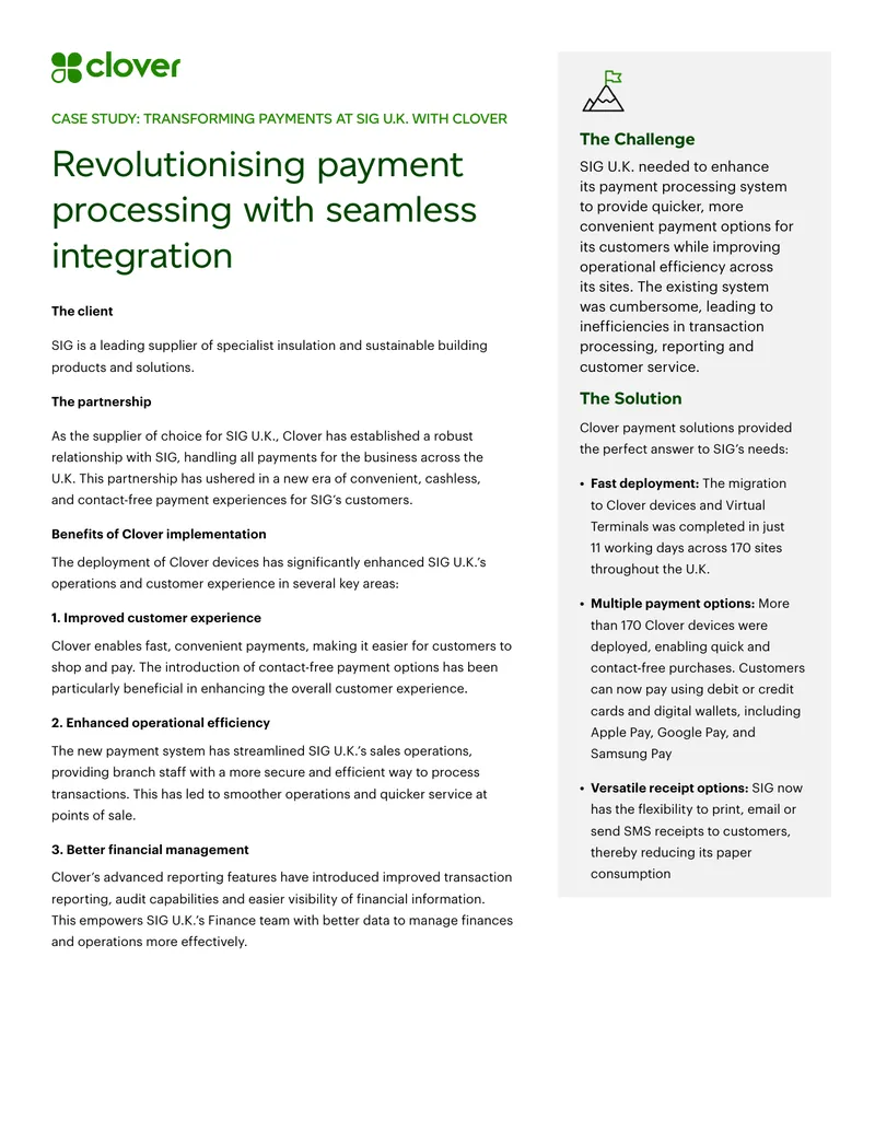 Transforming Payment Processing at SIG U.K. with Clover
