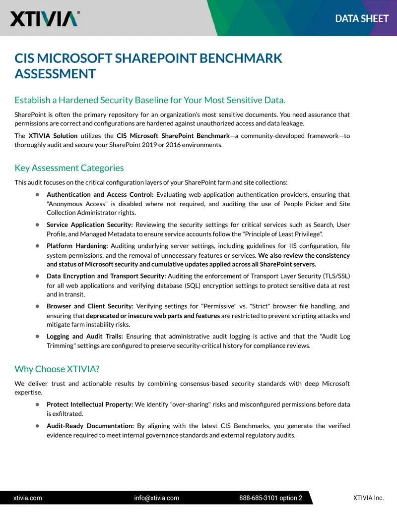 CIS Microsoft SharePoint Benchmark Assessment