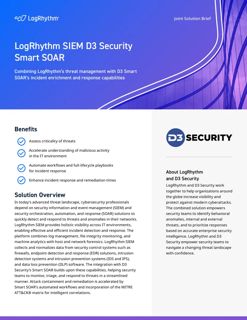 LogRhythm and D3 Security Joint Solution Brief