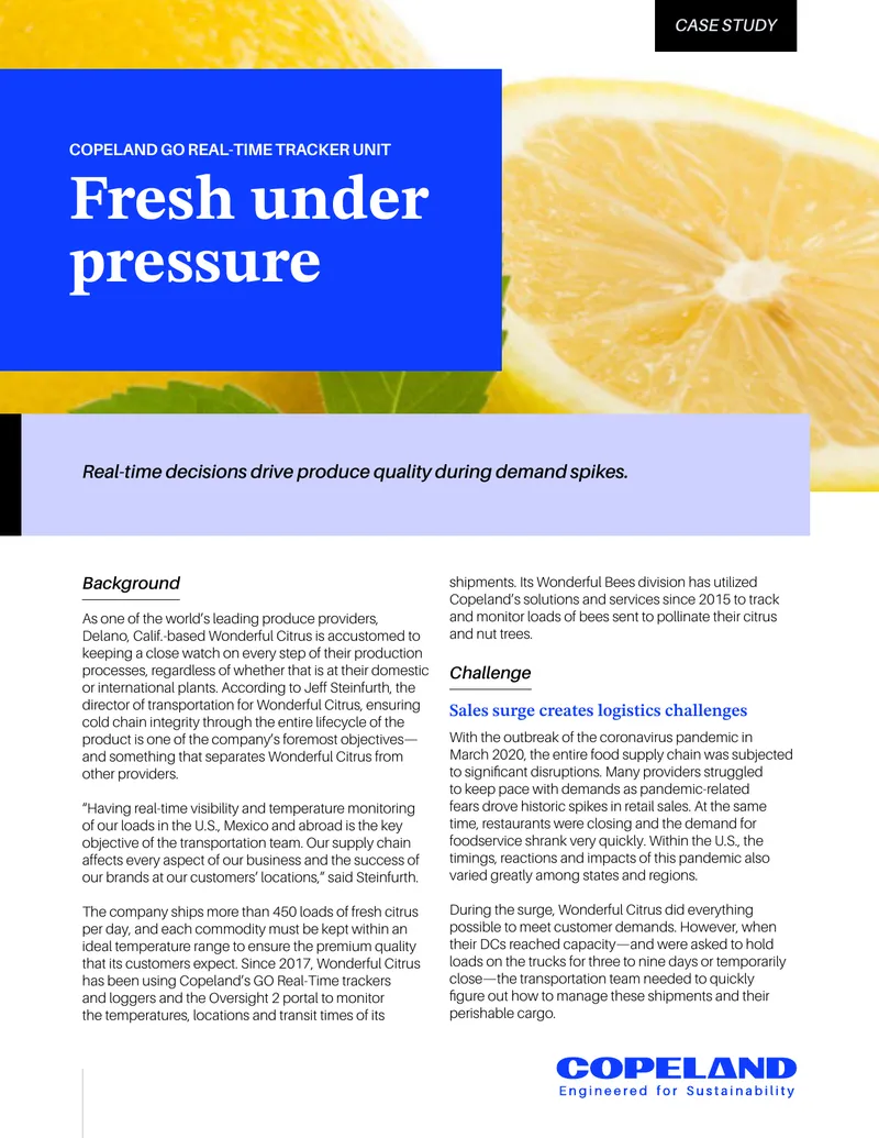 Wonderful Citrus Copeland GO Real-Time Tracker Case Study
