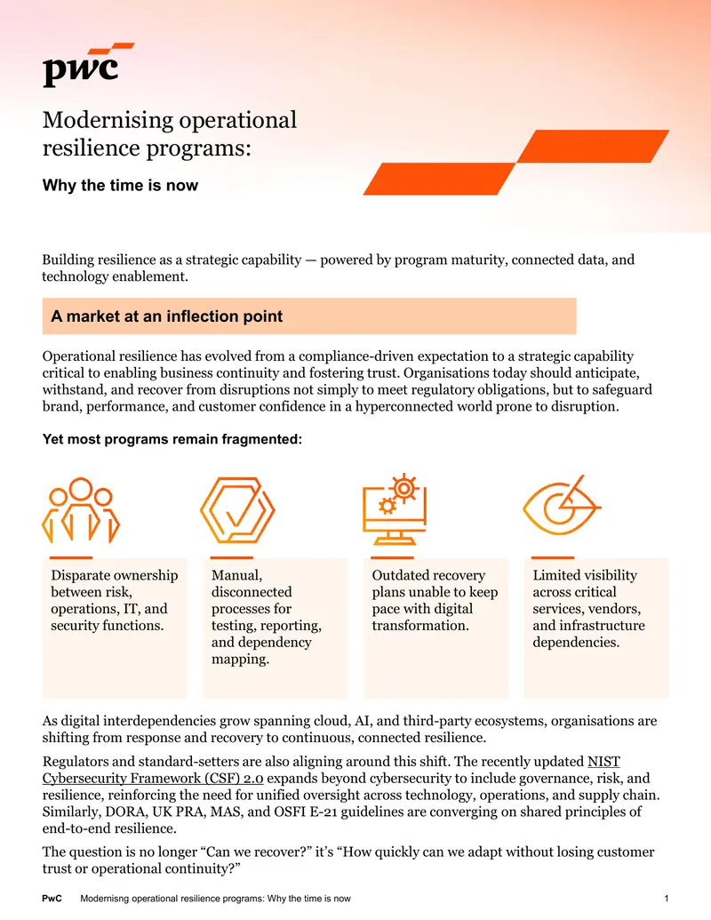 Modernizing Operational Resilience Programs