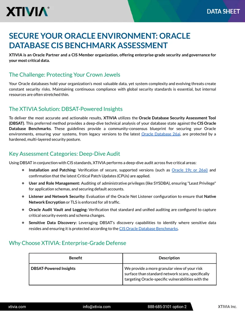 Oracle Database CIS Benchmark Assessment Guide