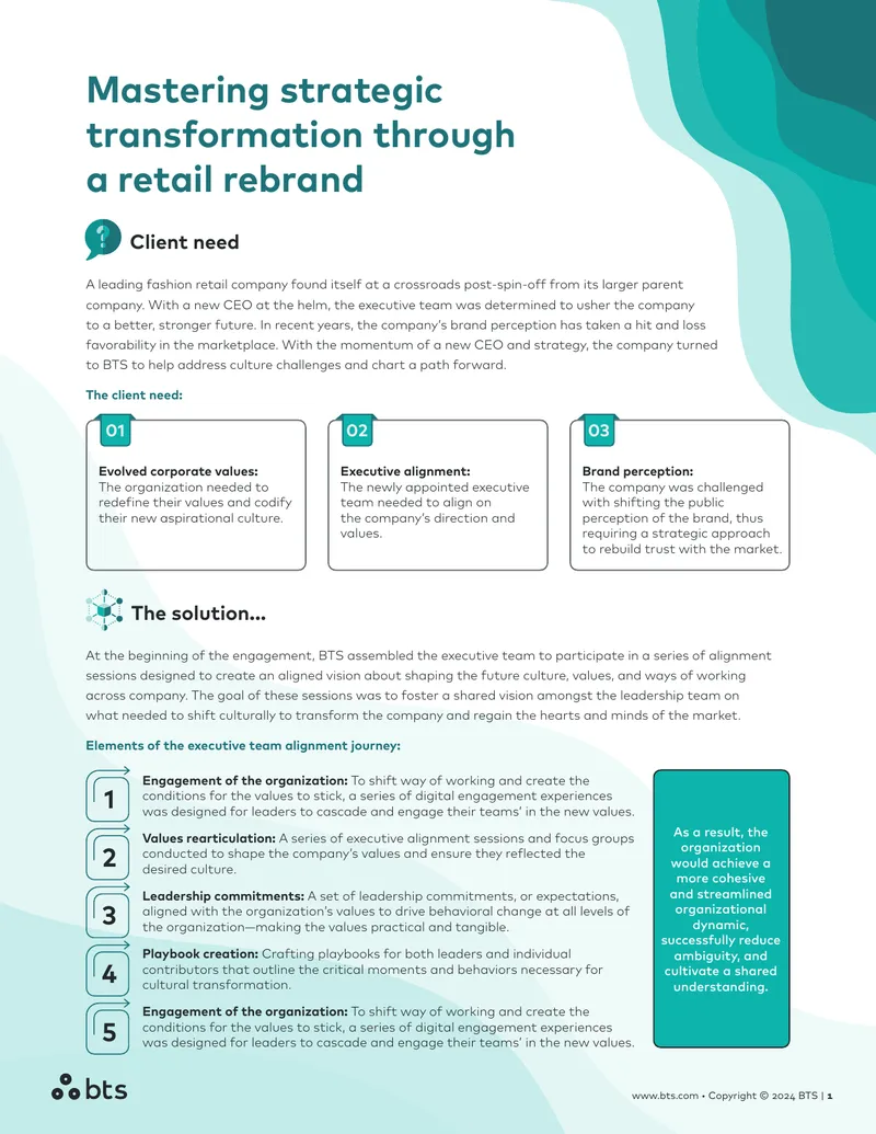 Cultural Transformation Strategy for Retail Brand