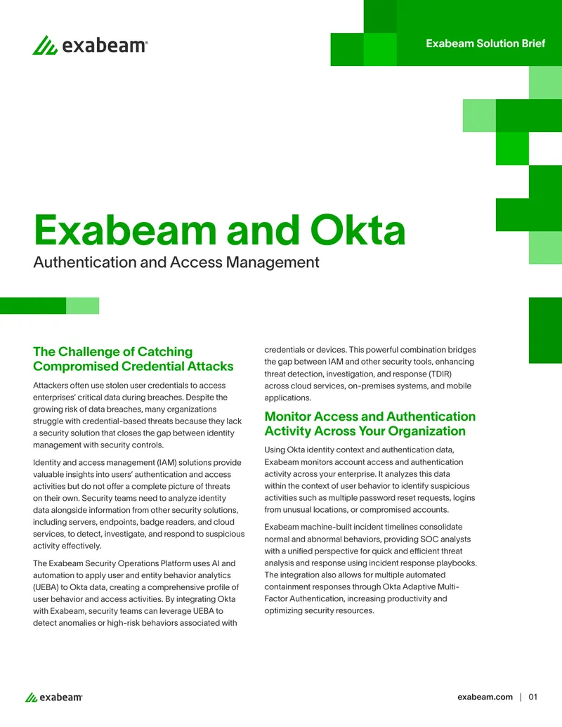 Exabeam and Okta Integration Solution Brief