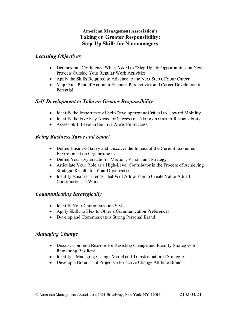 Step-Up Skills for Nonmanagers Development Guide