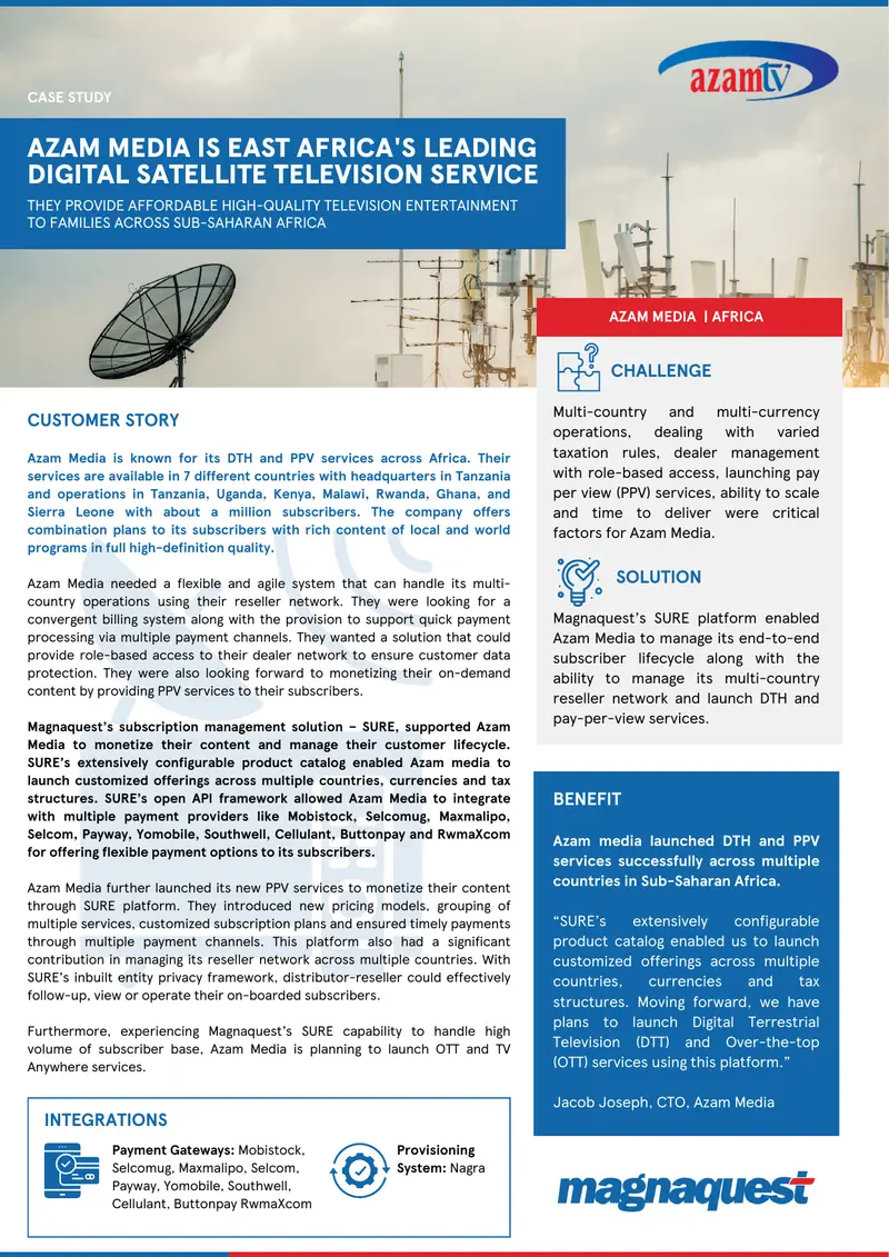 Azam Media Subscription Management Case Study