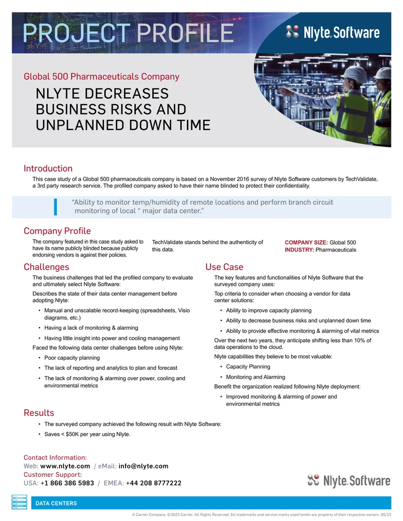 Data Center Management Case Study for Pharmaceuticals