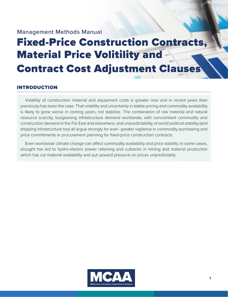 Fixed-Price Construction Contracts and Cost Adjustment Clauses