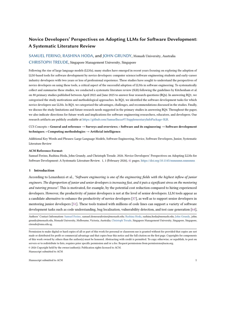 Novice Developers' Perspectives on LLM Adoption in Software Development