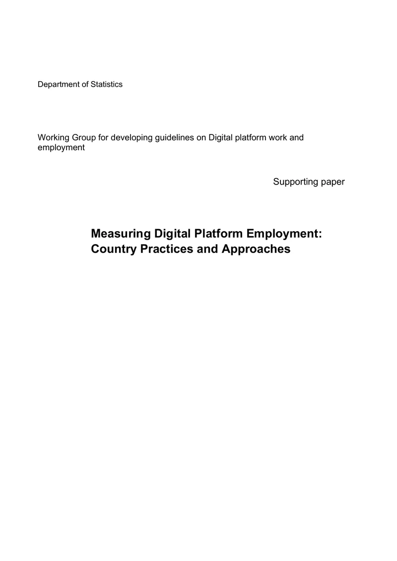 Guidelines Development for Digital Platform Employment Measurement