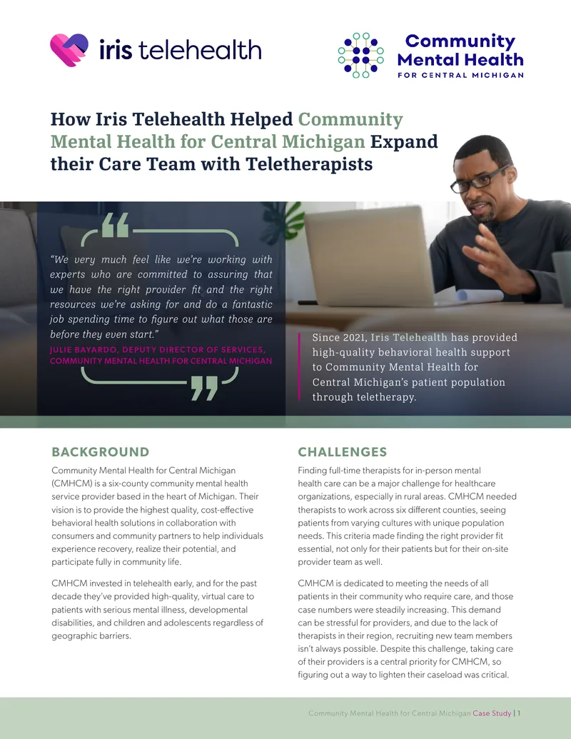 Iris Telehealth Support for Community Mental Health