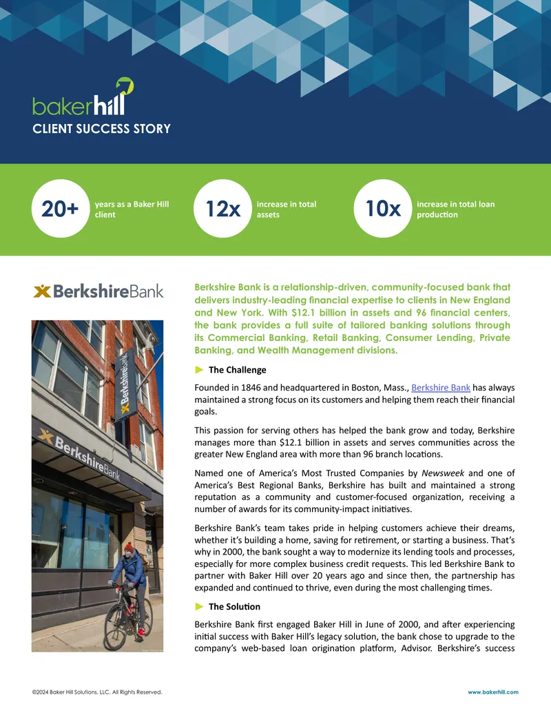Berkshire Bank Partnership with Baker Hill