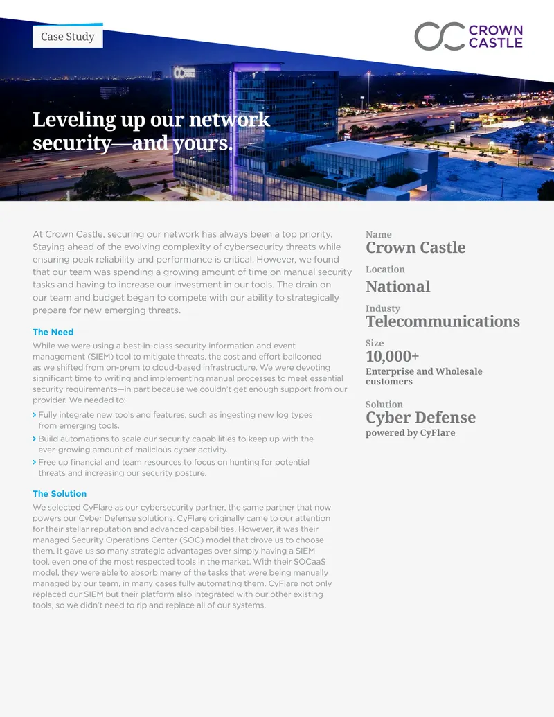 Crown Castle Cyber Defense Case Study