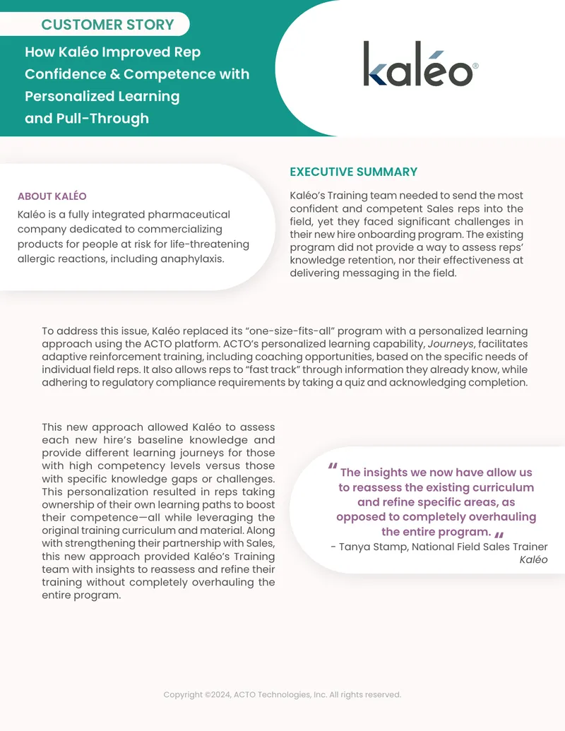 Kaléo's Personalized Learning Approach for Sales Reps