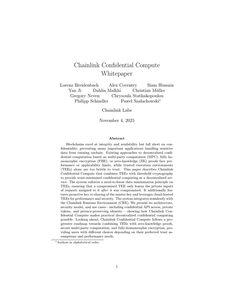 Chainlink Confidential Compute Whitepaper